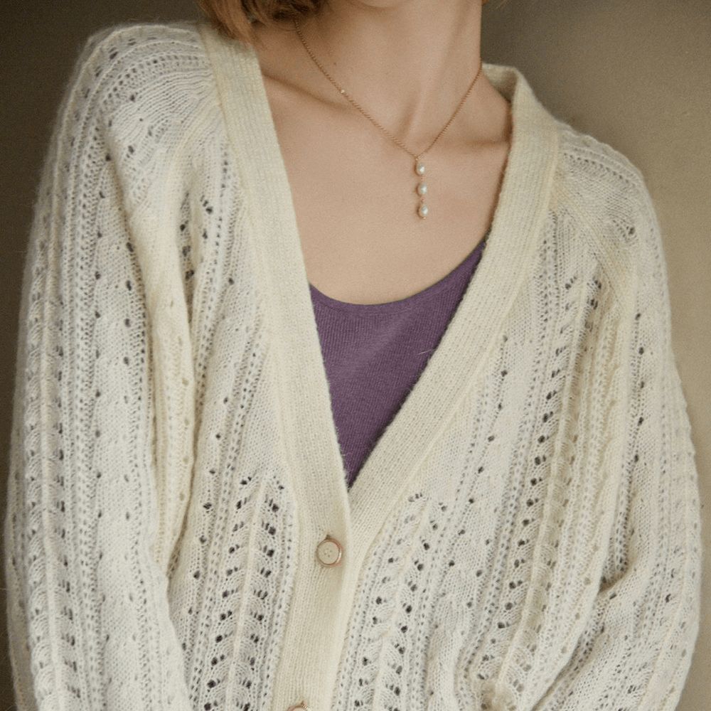 Simple Retro Cream Edana Button Down Cardigan Sweater Women's Size Medium NWT